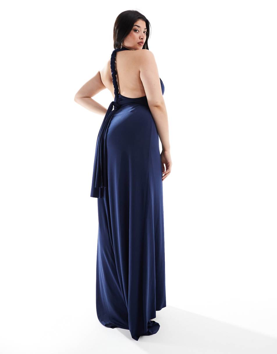 TFNC Bridesmaids Plus multiway maxi dress in navy