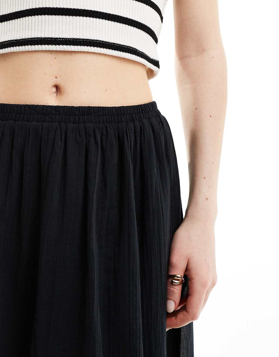 ASOS DESIGN maxi skirt with godet detail in black