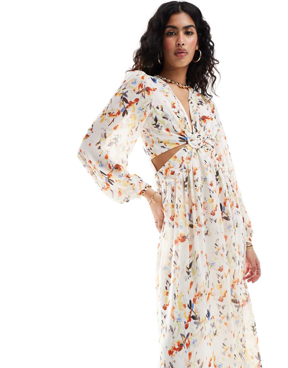 Style Cheat maxi dress with cut out detail in floral print