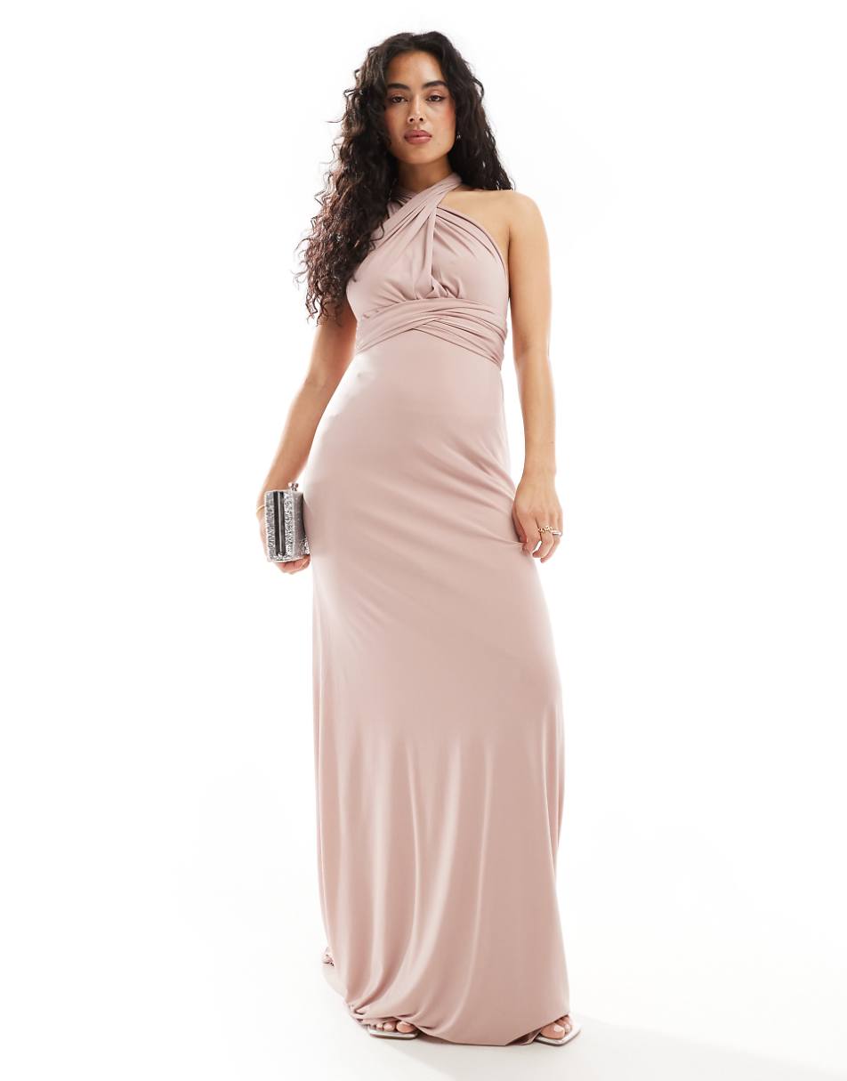 TFNC Bridesmaids multiway maxi dress in soft pink