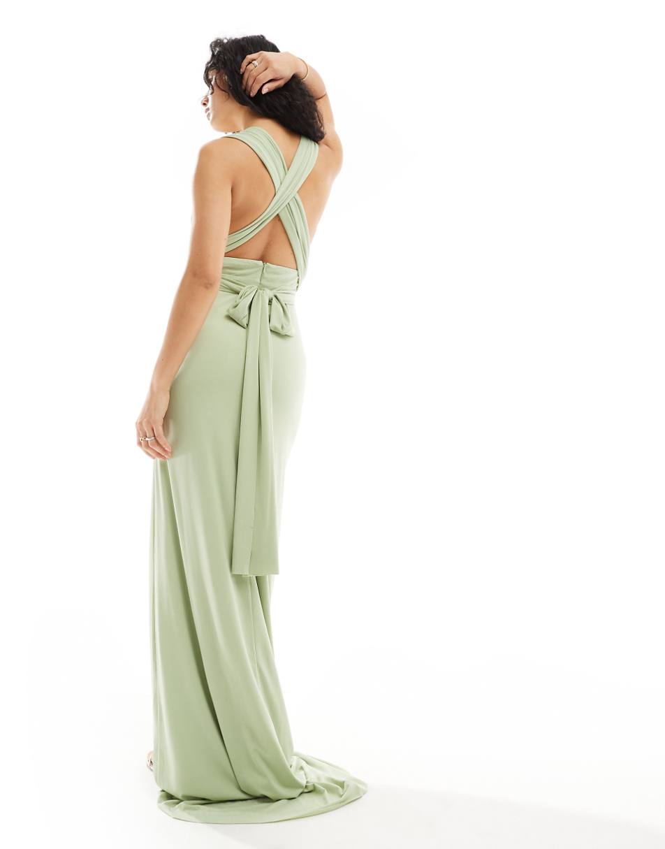 TFNC Bridesmaids multiway maxi dress in sage