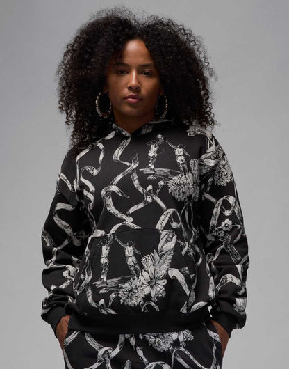 Jordan Brooklyn fleece all-over print hoodie in black
