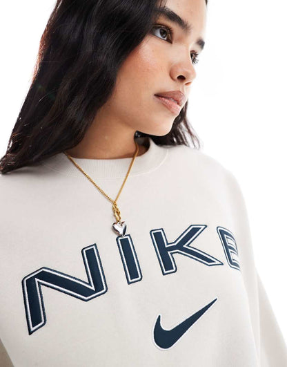Nike retro logo sweatshirt in orewood