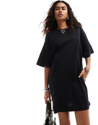 COLLUSION t-shirt mini dress in black