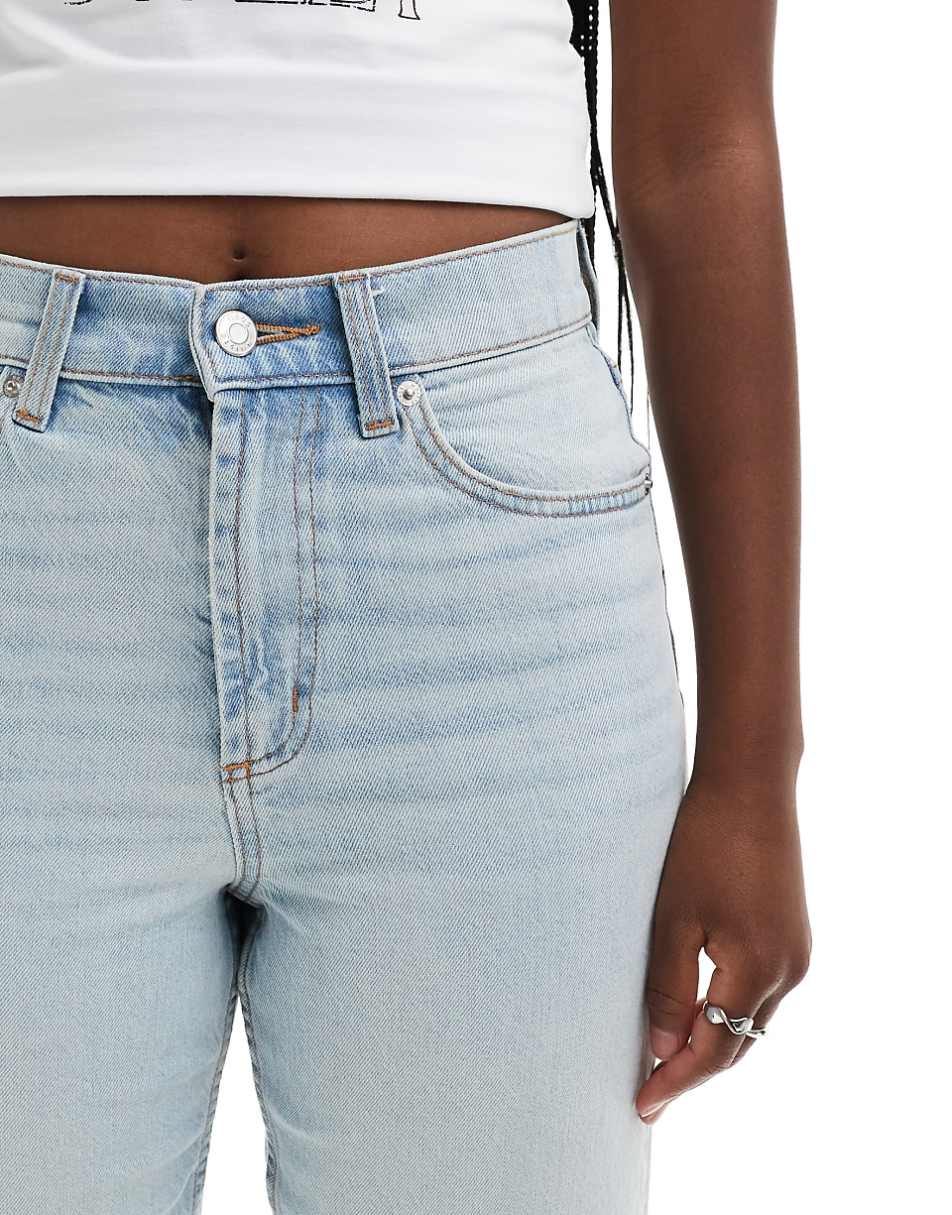 ASOS DESIGN cropped easy straight jeans in tinted bleach wash