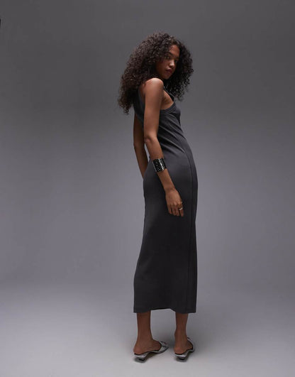 Topshop jersey racer midi dress in acid wash