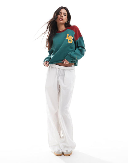 Levi's varsity monogram campout cropped sweatshirt in red & white