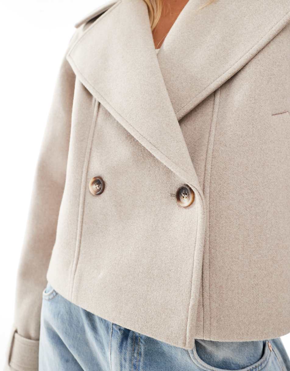 ASOS DESIGN cropped formal trench coat in oatmeal