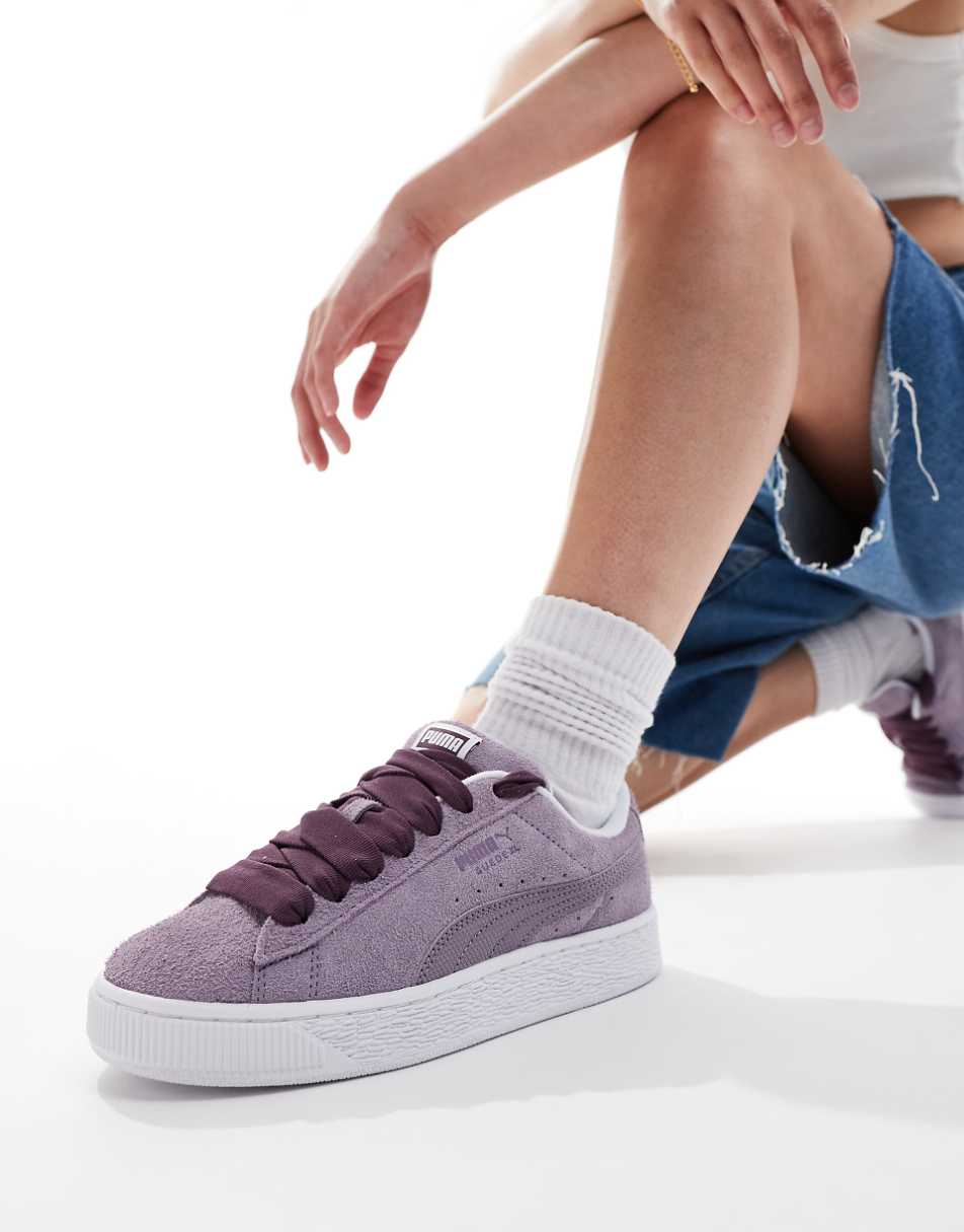 PUMA Suede XL sneakers in purple and white