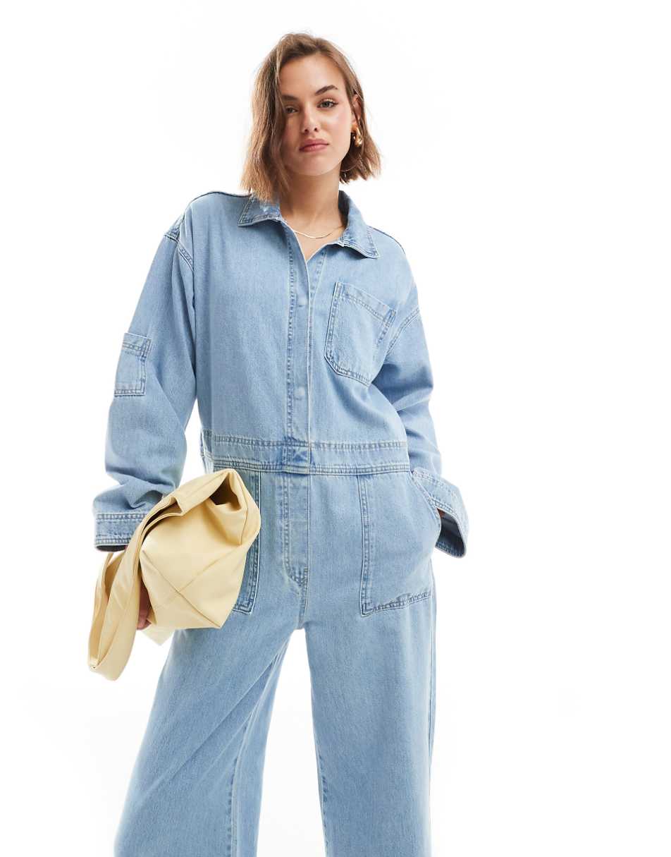 ASOS DESIGN mechanic boilersuit in bleach wash