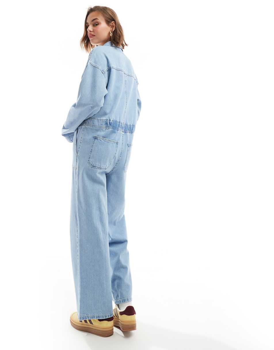 ASOS DESIGN mechanic boilersuit in bleach wash