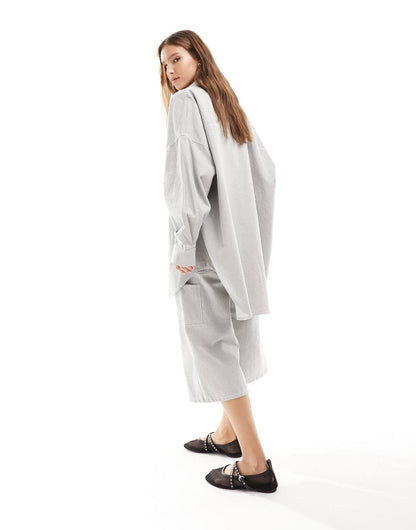 ASOS DESIGN oversized shirt in gray stripe