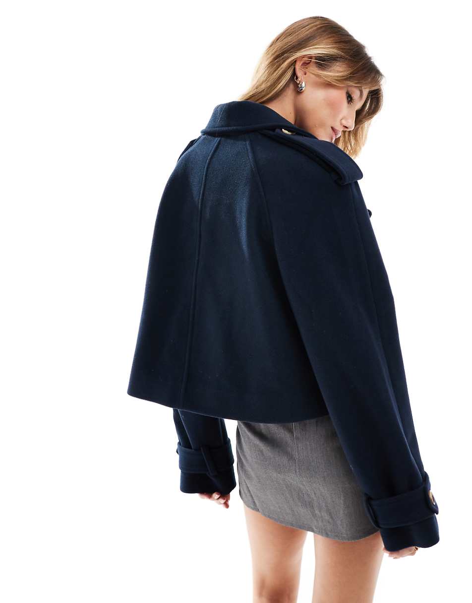 ASOS DESIGN cropped formal trench coat in navy