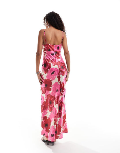 Emory Park poppy floral detail cami maxi dress in pink