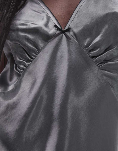Topshop vintage awkward length slip in gray