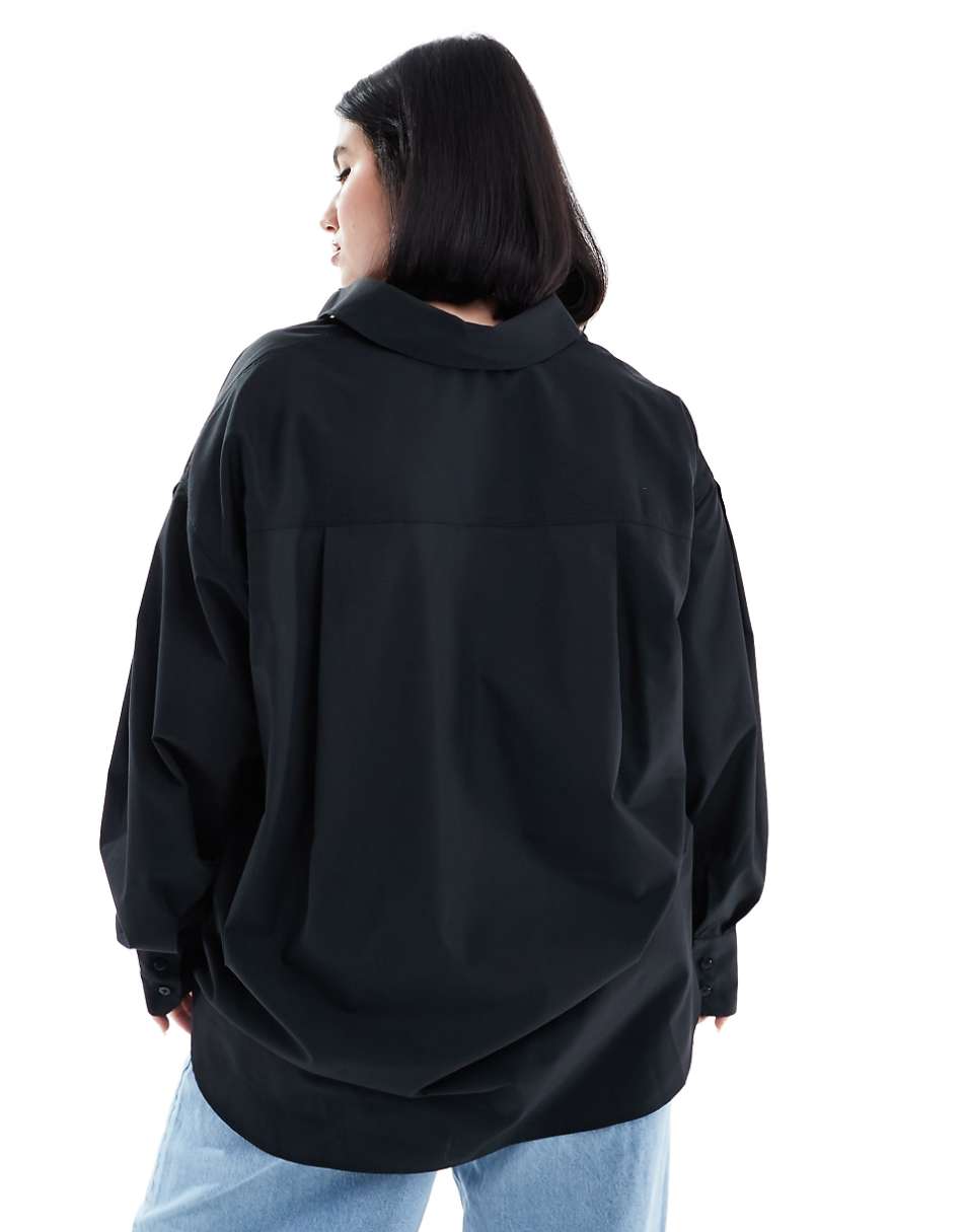 ASOS DESIGN Curve oversized shirt in black