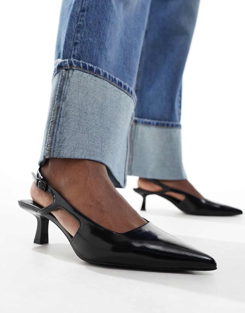 Stradivarius minimal slingback heels in black