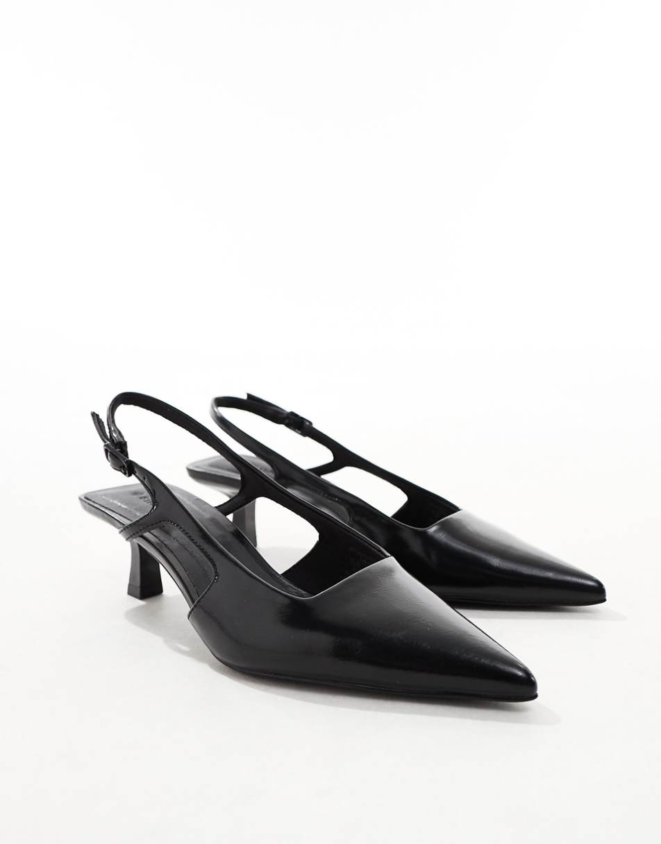 Stradivarius minimal slingback heels in black