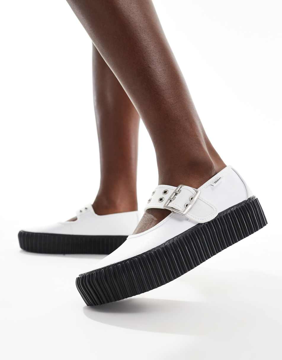 Vans Mary Jane Platform Creepers in white and black