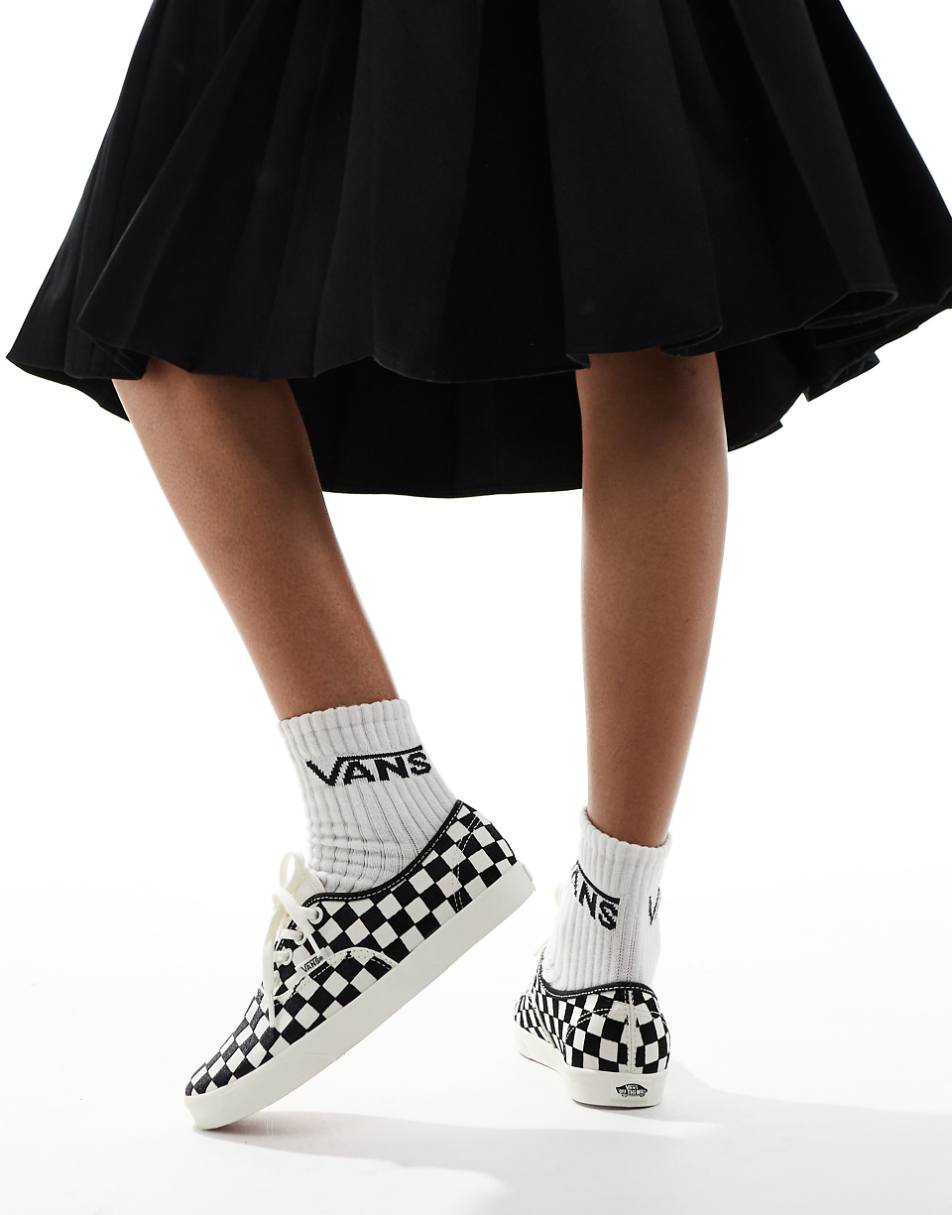 Vans Authentic Lowpro embroidered sneakers in black checkerboard print