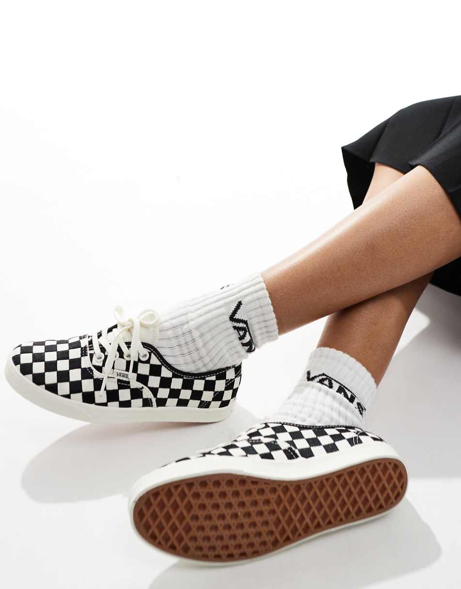 Vans Authentic Lowpro embroidered sneakers in black checkerboard print