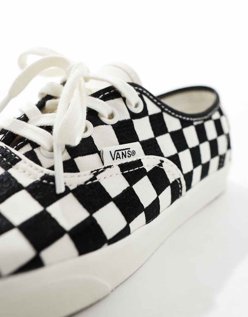 Vans Authentic Lowpro embroidered sneakers in black checkerboard print