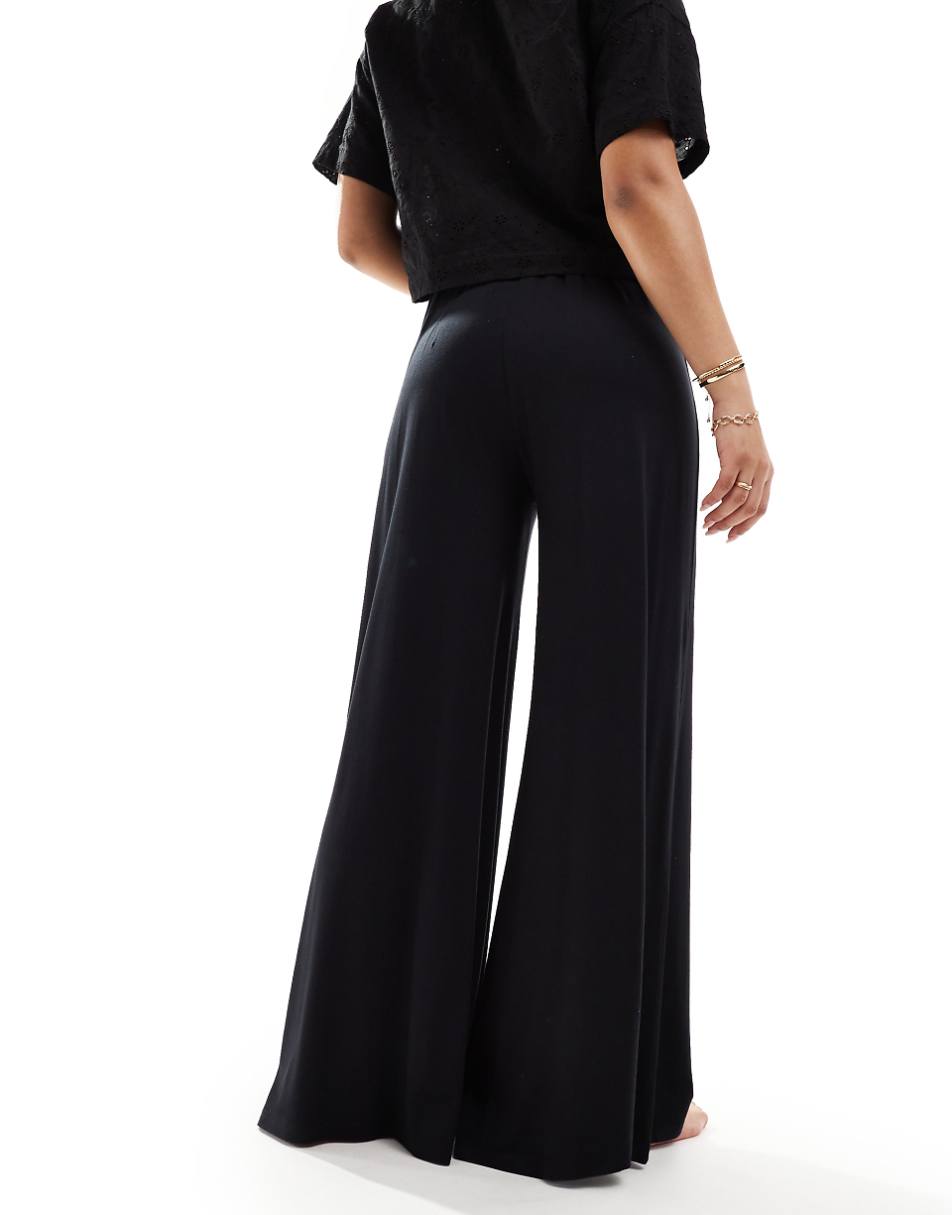 ASOS DESIGN Maternity jersey palazzo beach pants in black