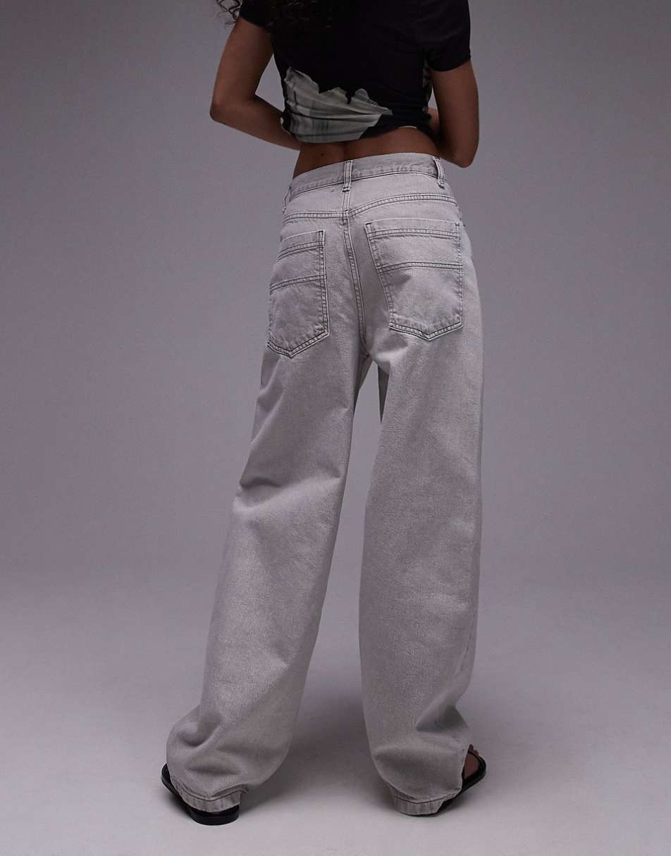 Topshop high rise Baggy jeans in aged off white