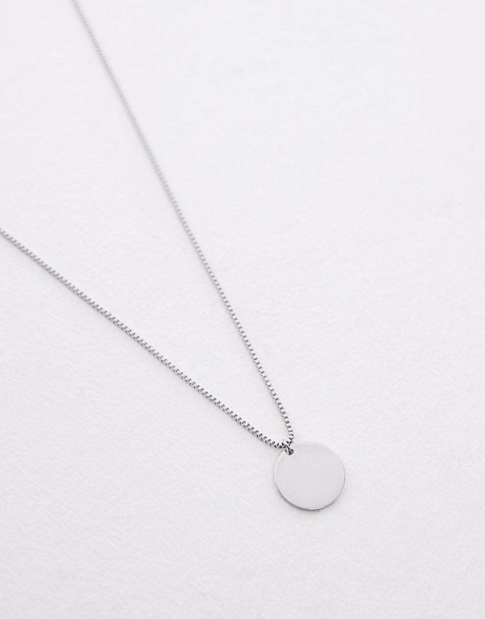 Topshop Phineas waterproof stainless steel necklace with pendant in silver tone