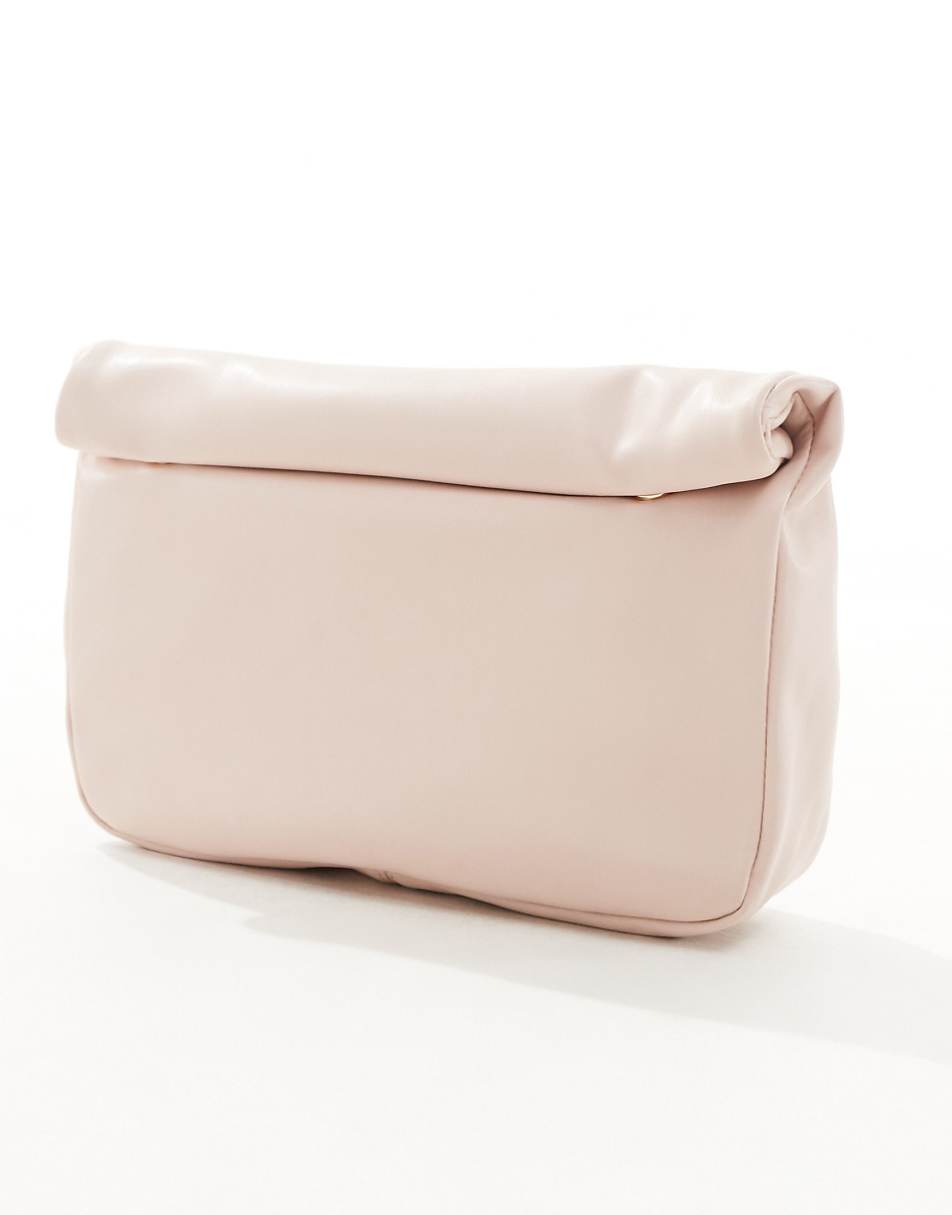 ASOS DESIGN clutch bag with roll top closure in blush