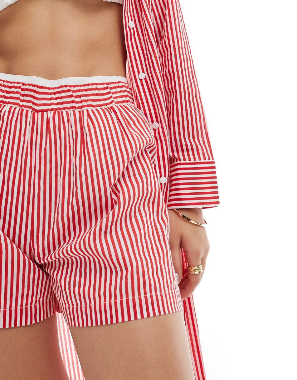 Stradivarius beach shorts in red stripe - part of a set