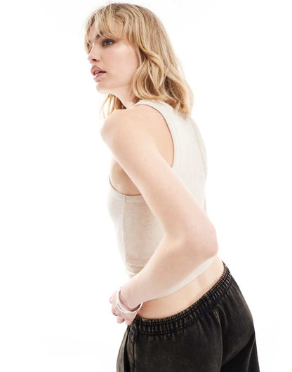 COLLUSION ribbed tank top in oatmeal heather