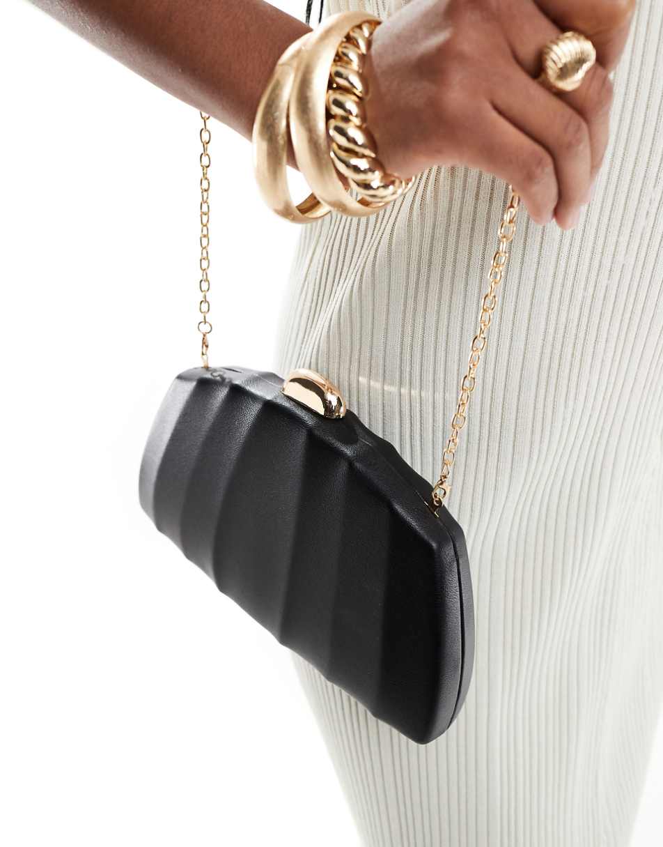 True Decadence coated clutch bag with chain strap in black