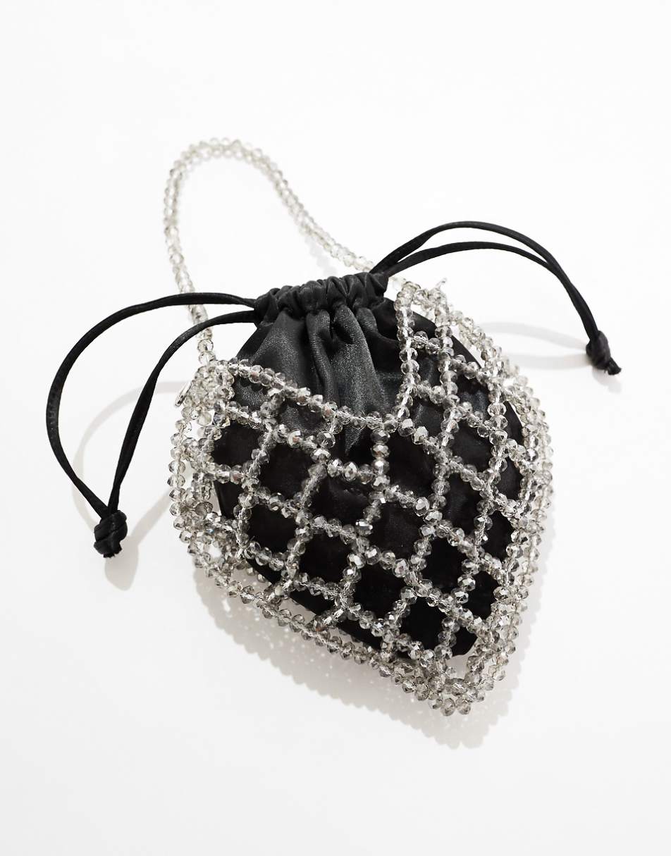 True Decadence pouch bag with chain detail in black