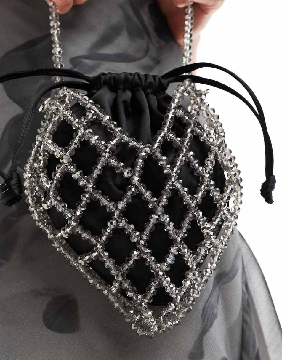 True Decadence pouch bag with chain detail in black