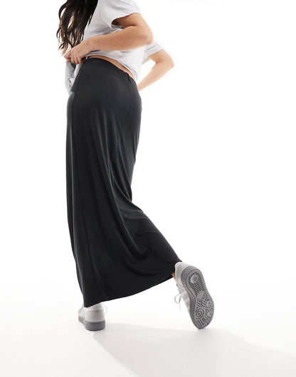 Monki super soft maxi skirt in black