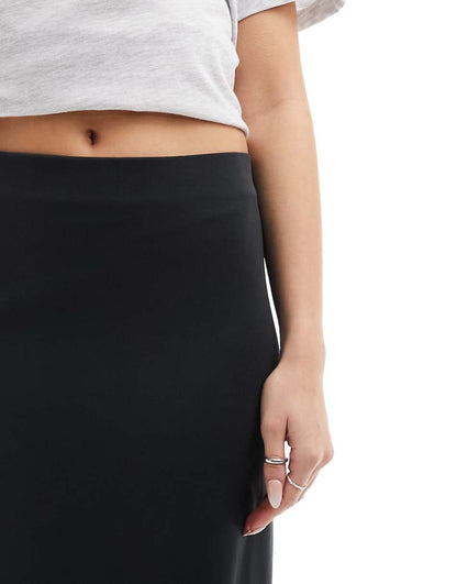 Monki super soft maxi skirt in black