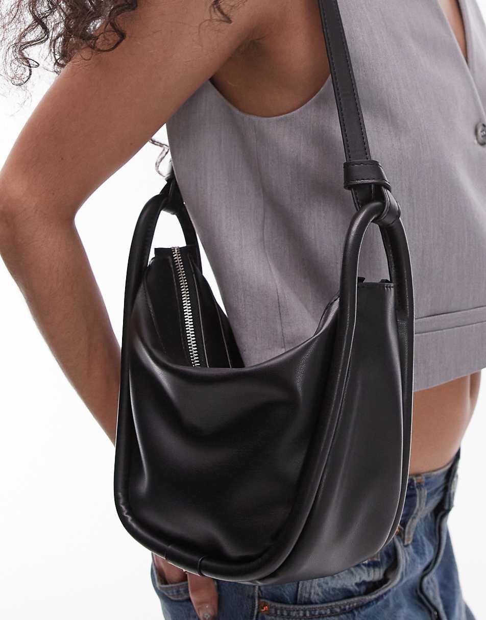 Topshop Sergio structured bucket shoulder bag in black