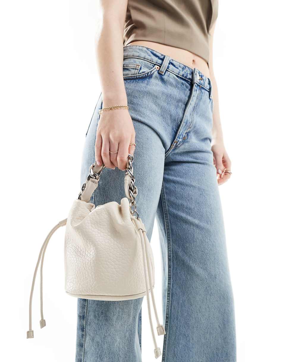 ASOS DESIGN bucket bag with detatchable crossbody strap in cream