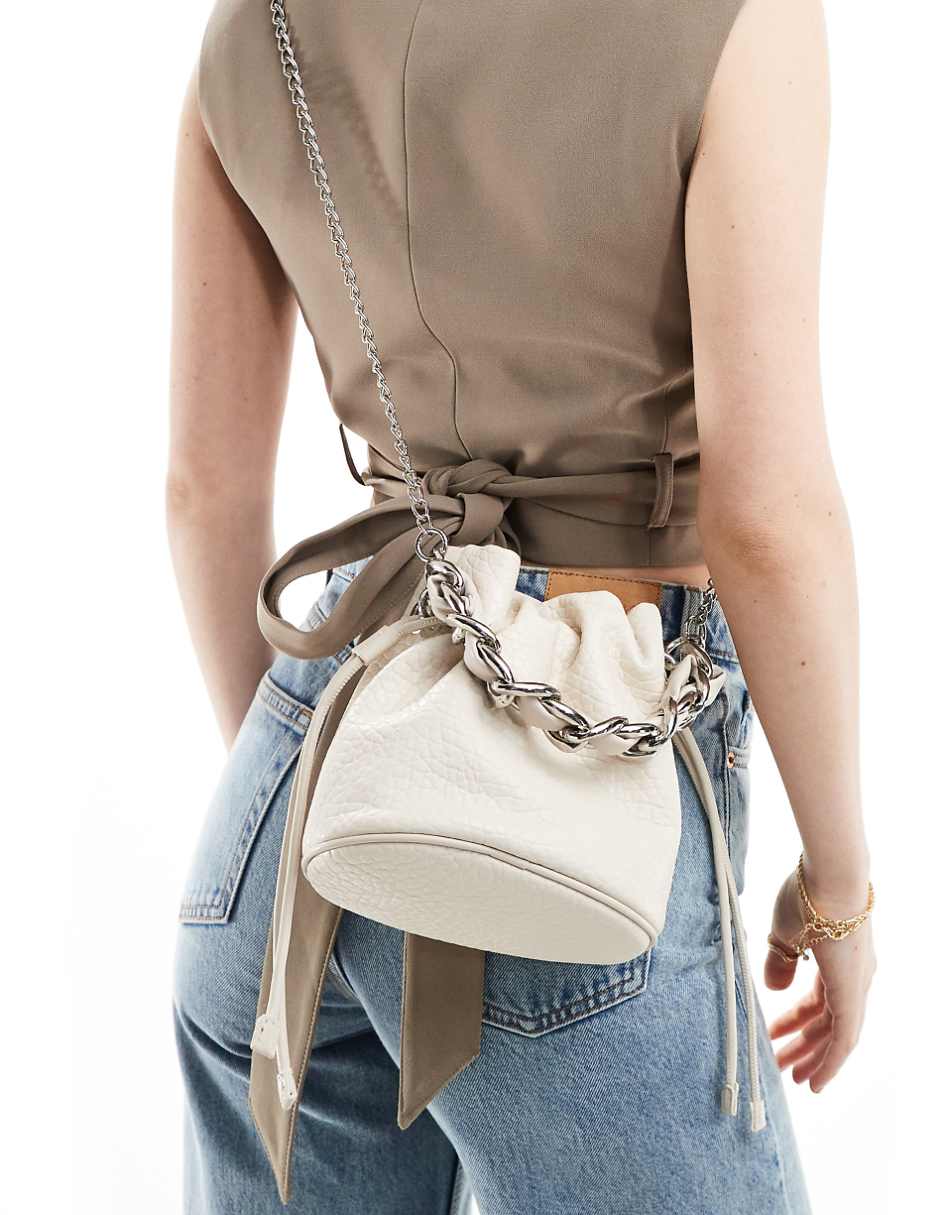 ASOS DESIGN bucket bag with detatchable crossbody strap in cream