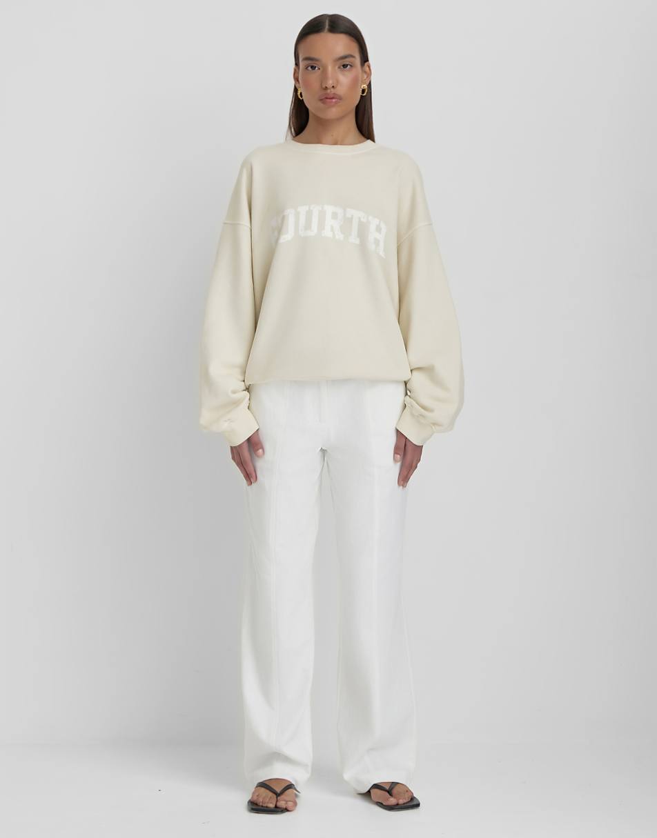 4th & Reckless oversized logo sweatshirt in cream