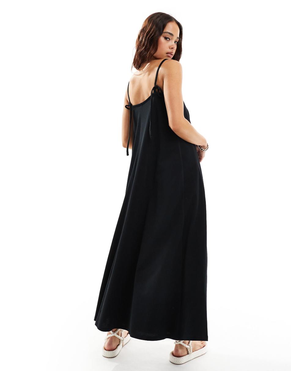 ASOS DESIGN trapeze midi cami dress in black