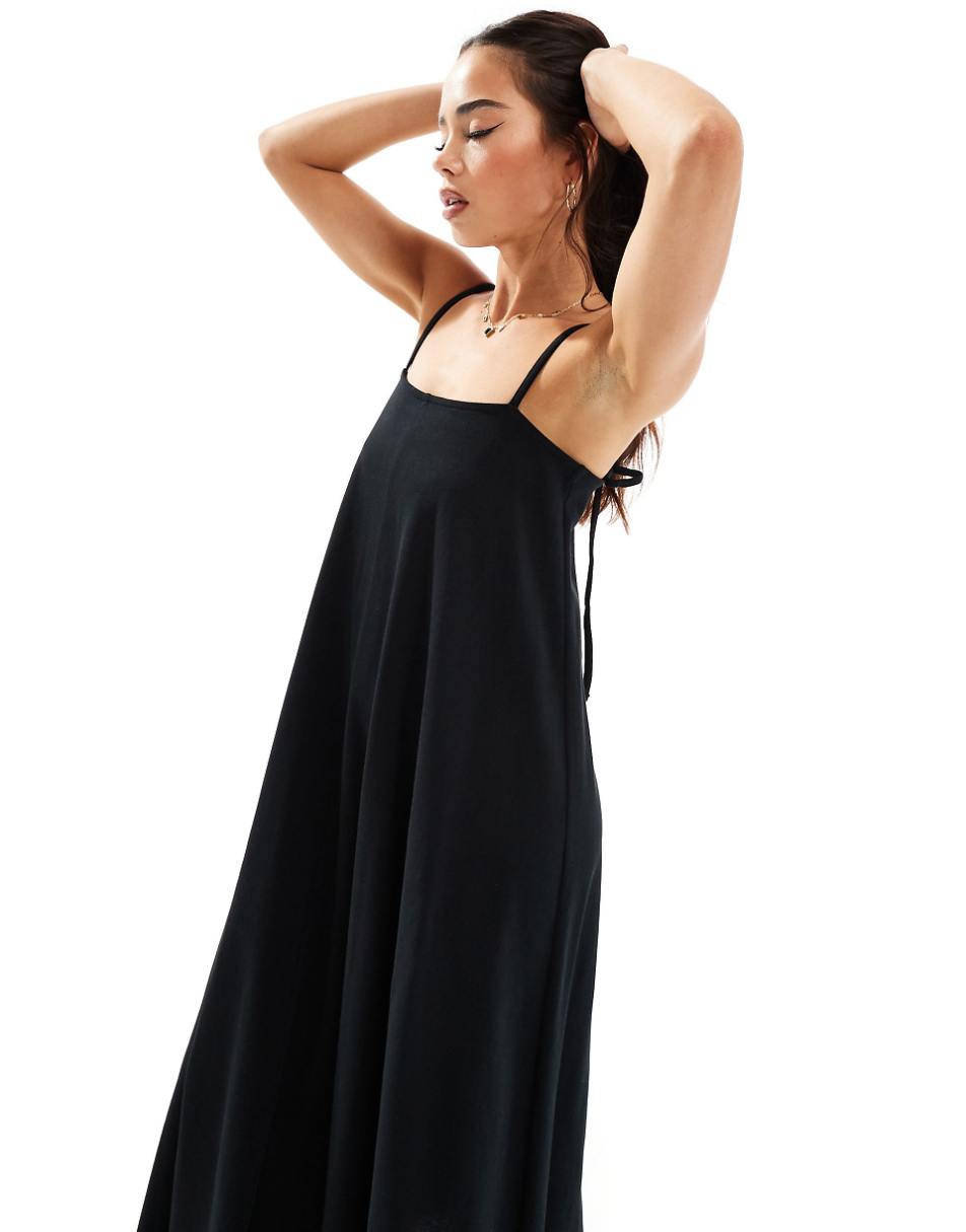 ASOS DESIGN trapeze midi cami dress in black