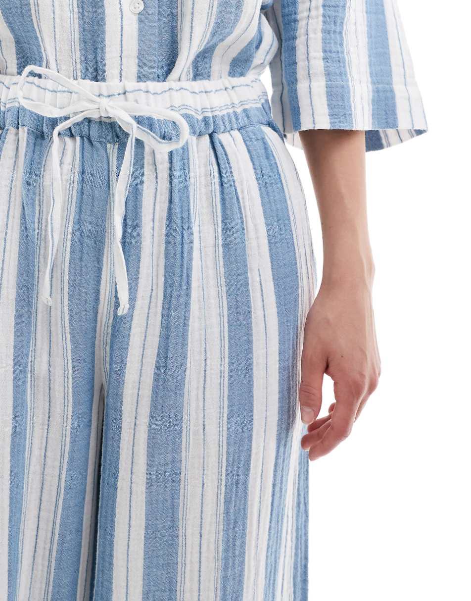 ASOS DESIGN Circular Design Collection wide leg pull on pants in pajama stripe