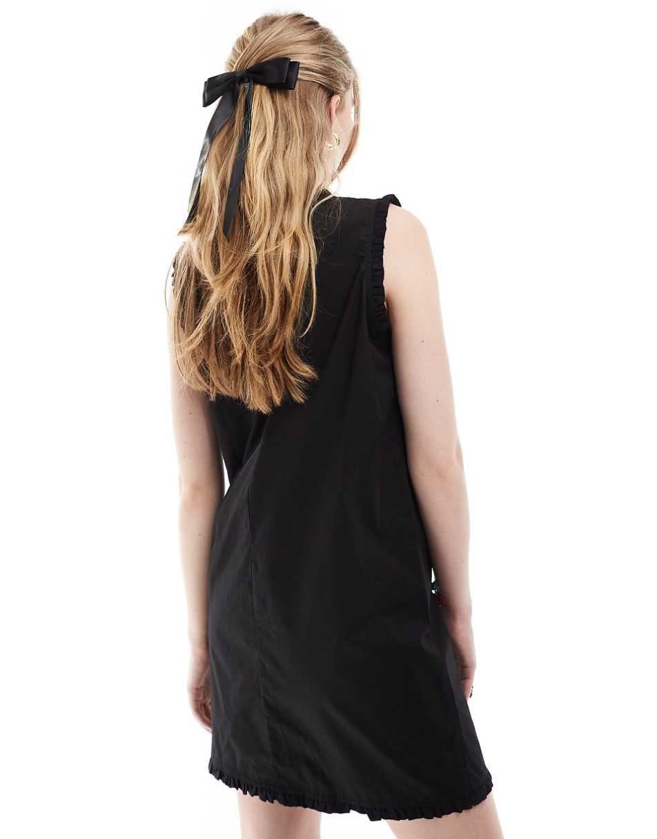 Sister Jane cherry embellished mini dress in black