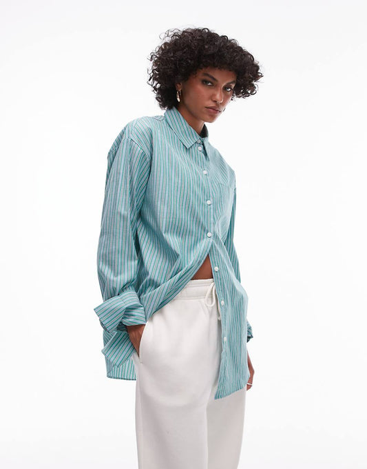 Topshop shirt in green stripe