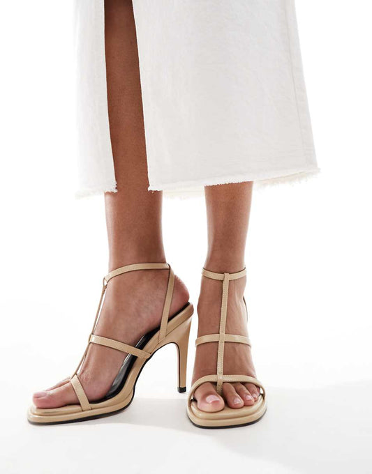 ASOS DESIGN Narate gladiator high heeled sandals in buttermilk