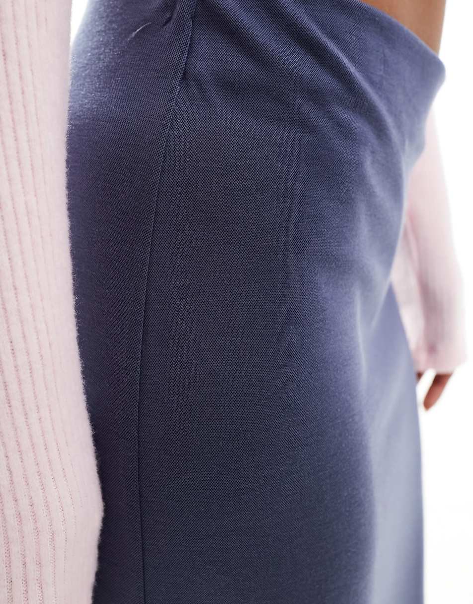 Monki super soft maxi skirt in navy