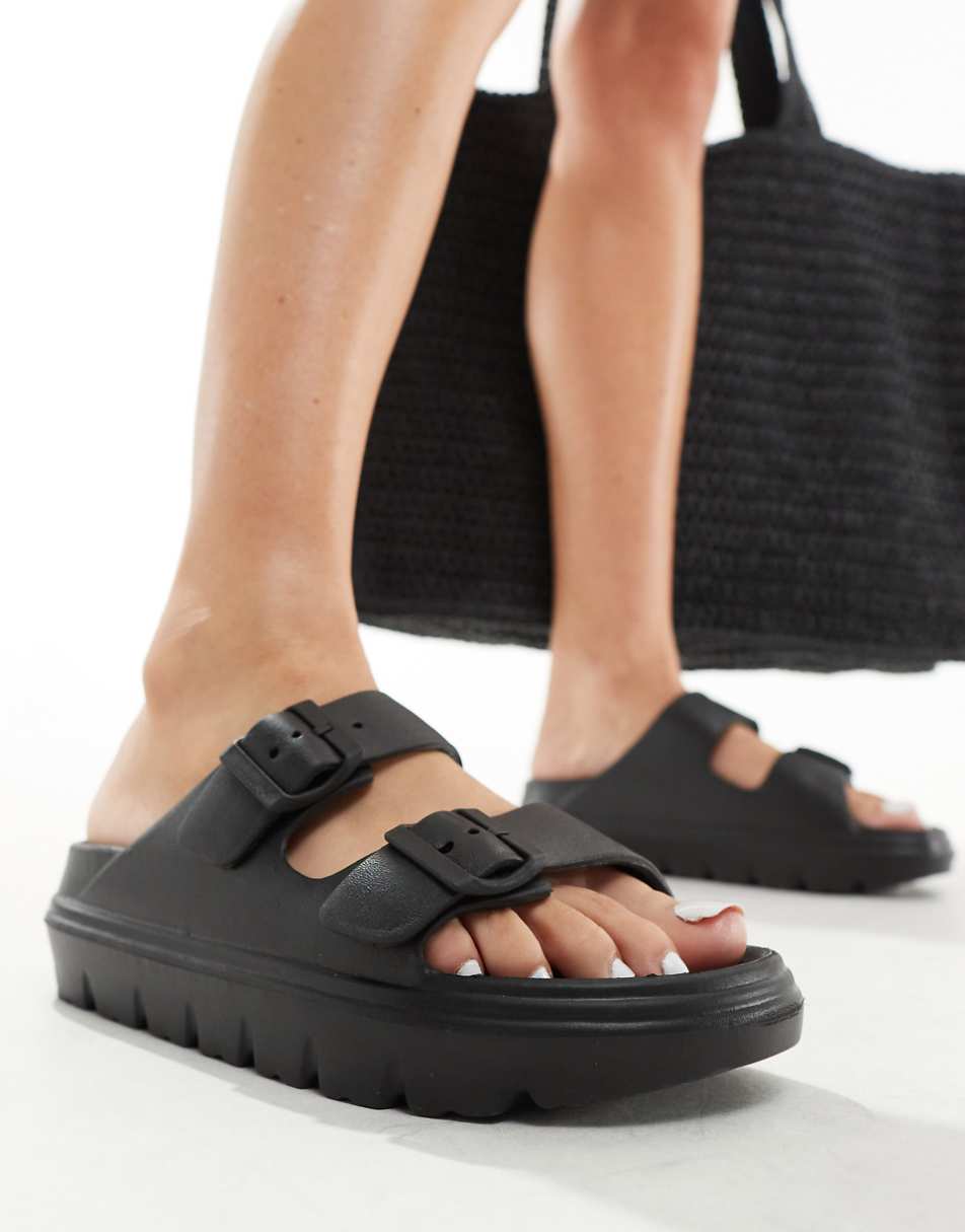 Yours double strap sandals in black