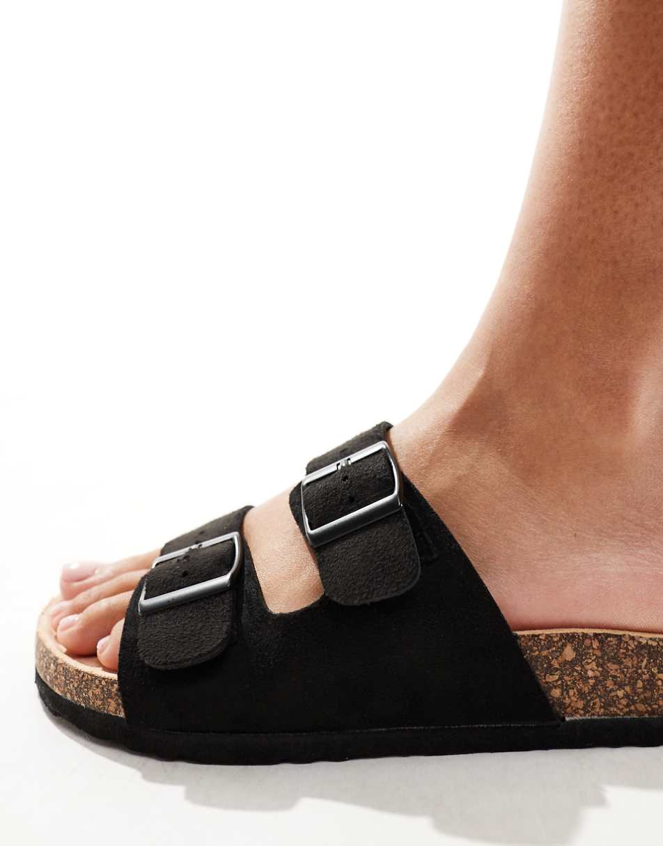 Yours 2 strap extra-wide sandals in black